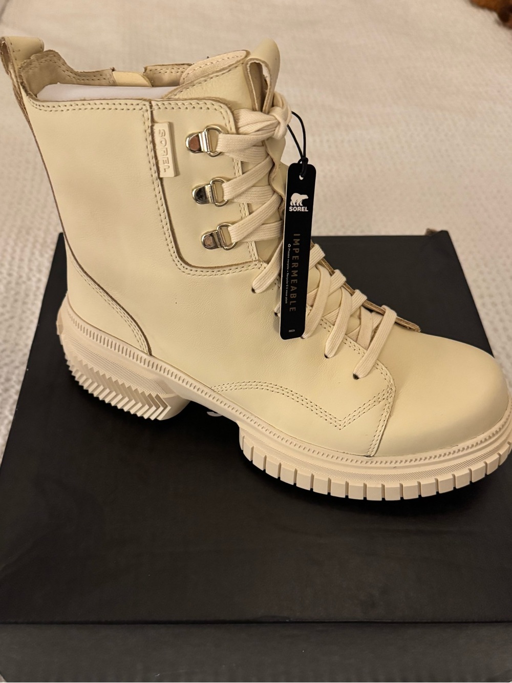 Sorel Women’s Cream Lace-Up Combat Boot
